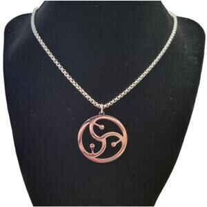 Men's silver triskelion bdsm kink lifestyle stainless steel pendant necklace